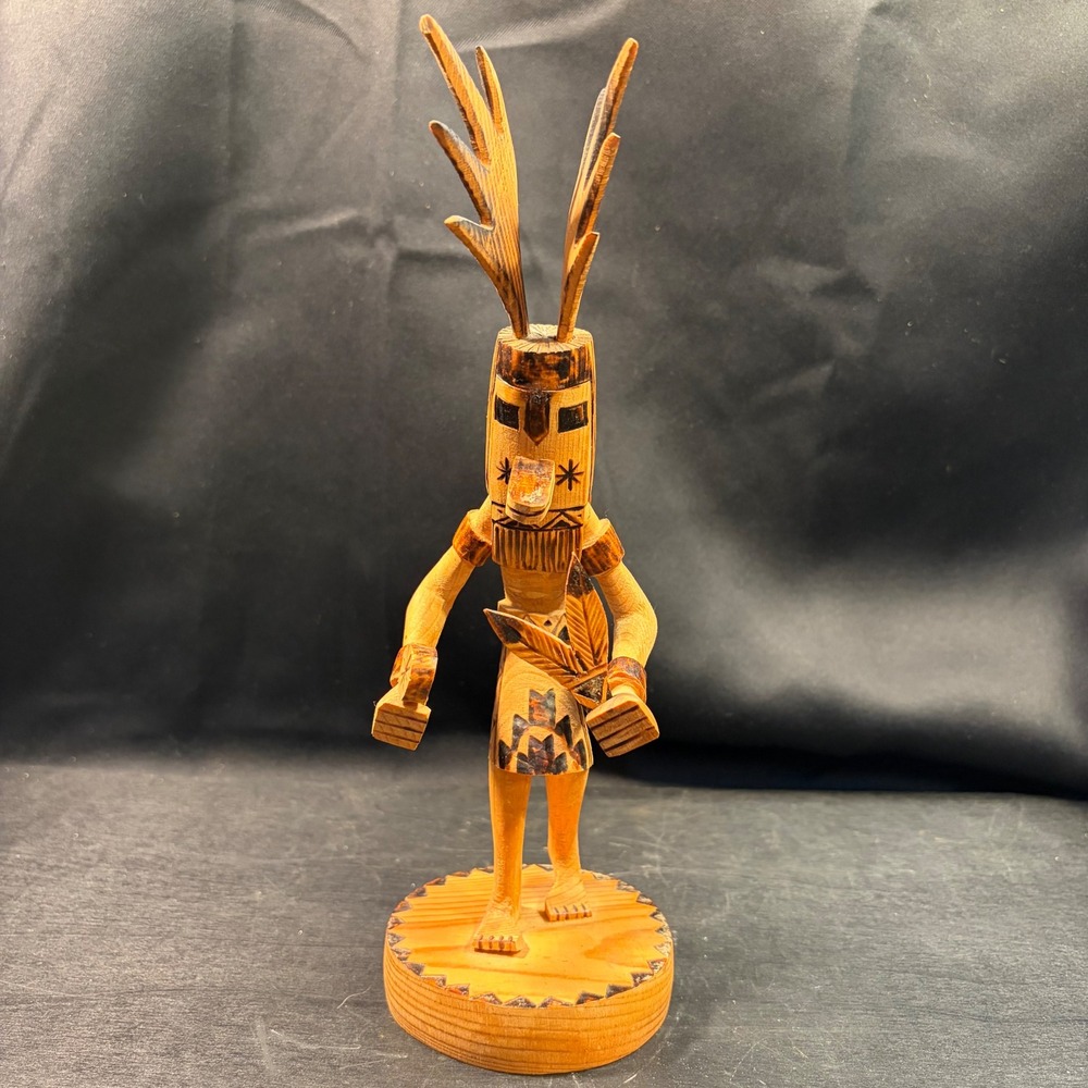 D. Kenneth Diné Hand Carved Wooden Deer Kachina Doll Southwestern Folk Art